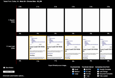 With and without render blocking CSS