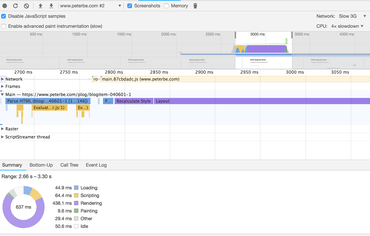 Google Chrome Performance devtools